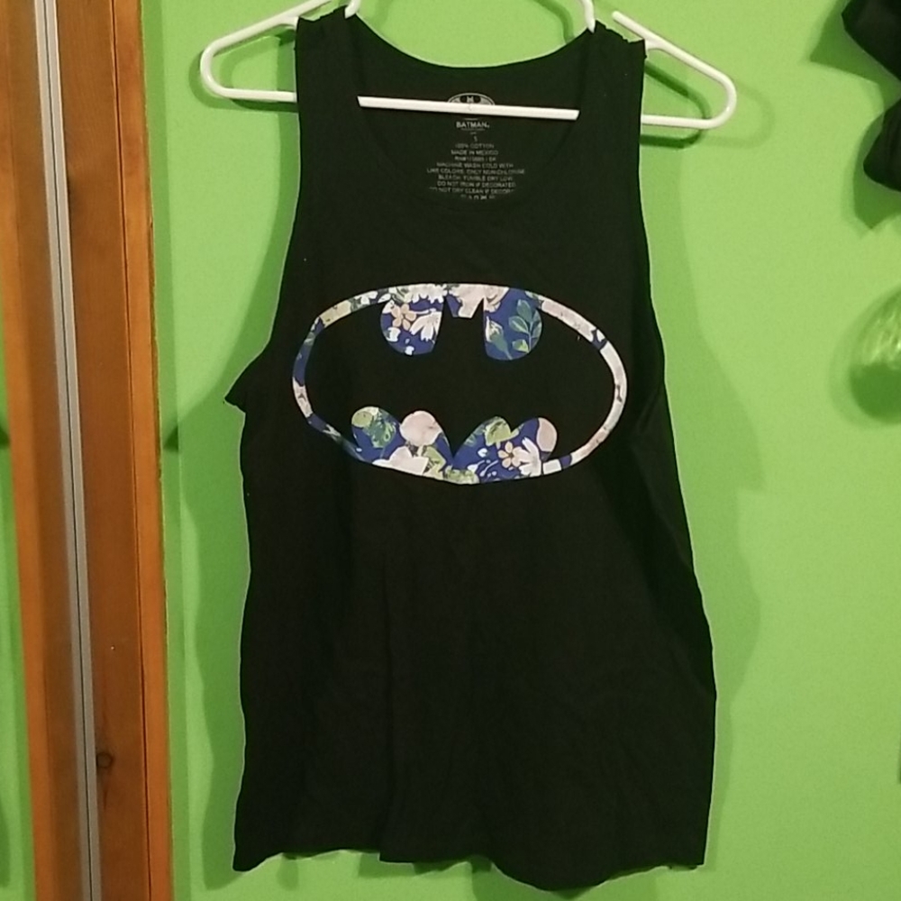 Batman logo floral graphic tank top